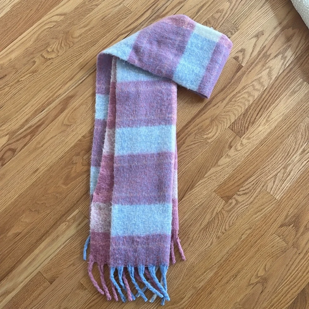 Blanket scarf plaid scarf pink blue light purple